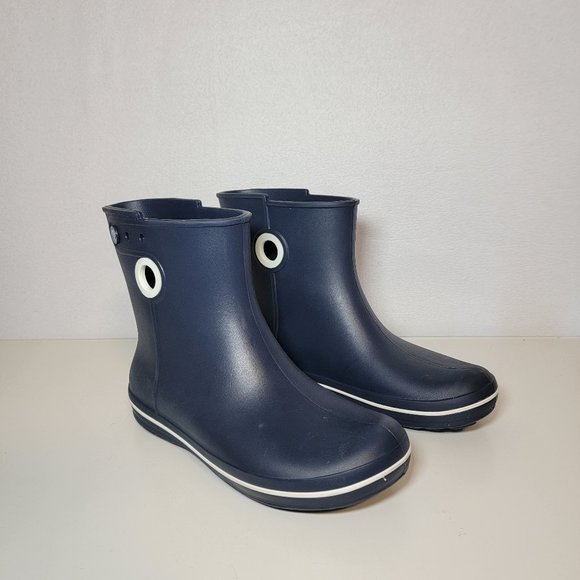 Crocs Boots Womens 10 Jaunty Shorty Comfort Pull On Rain 15769 Blue Rubber - Picture 1 of 8